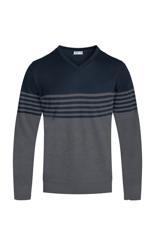 Vintage Style Mens Knit V-Neck Pullover Sweater
