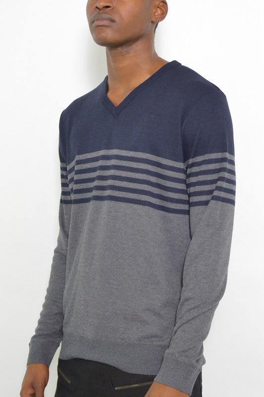 Vintage Style Mens Knit V-Neck Pullover Sweater