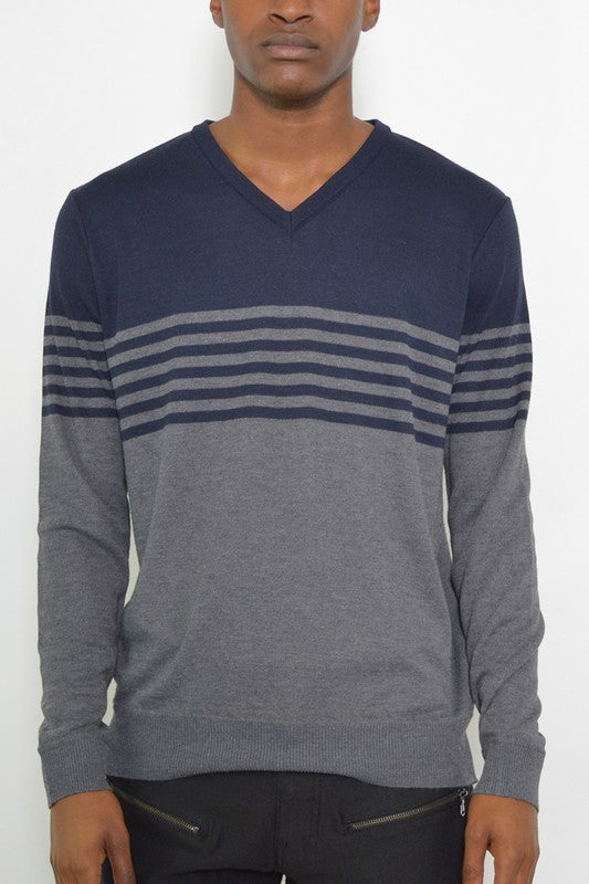 Vintage Style Mens Knit V-Neck Pullover Sweater