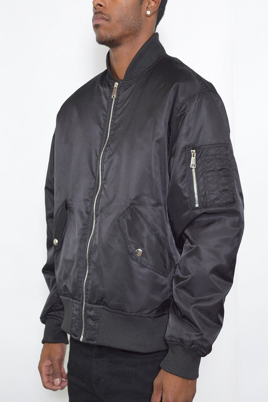 Vintage Styled Mens Solid Padded Bomber Jacket