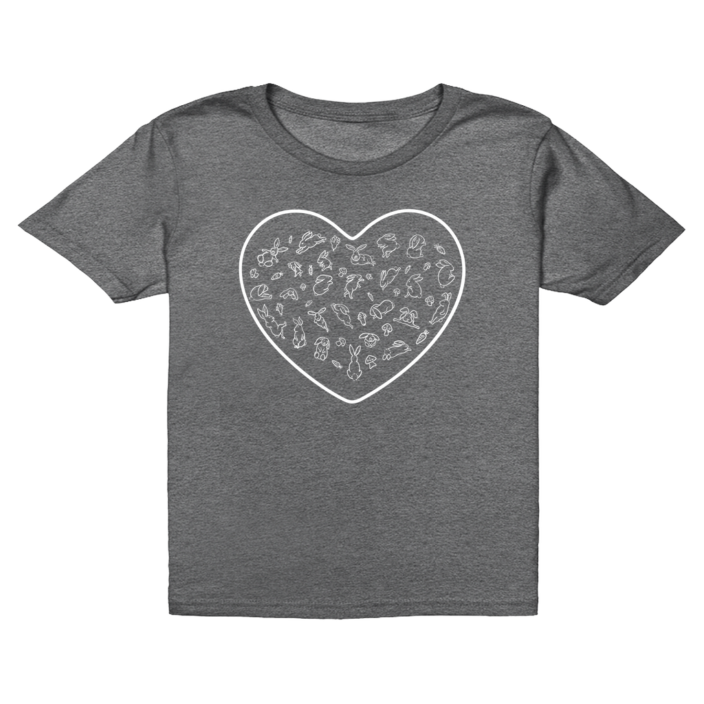 Heart White Bunny Minimalist T-Shirts (Youth Size)