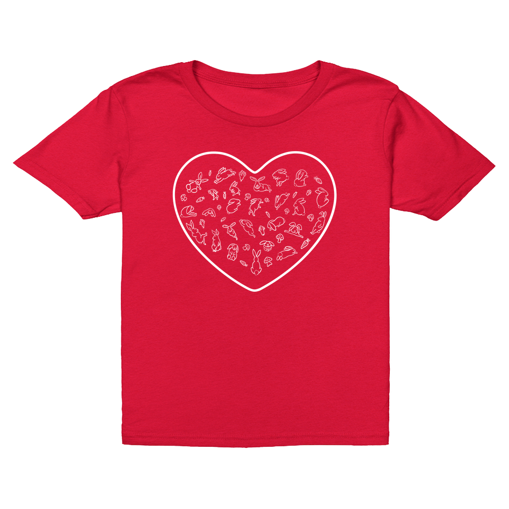 Heart White Bunny Minimalist T-Shirts (Youth Size)