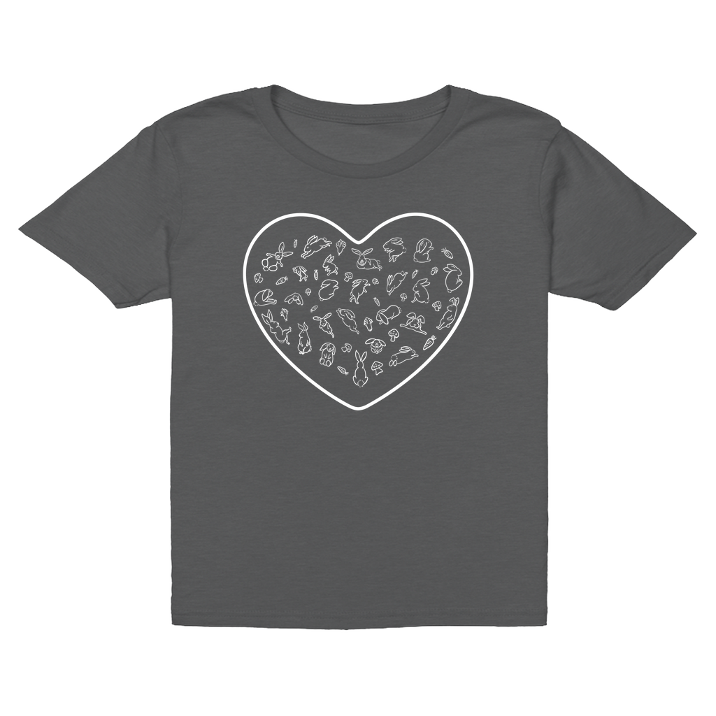 Heart White Bunny Minimalist T-Shirts (Youth Size)