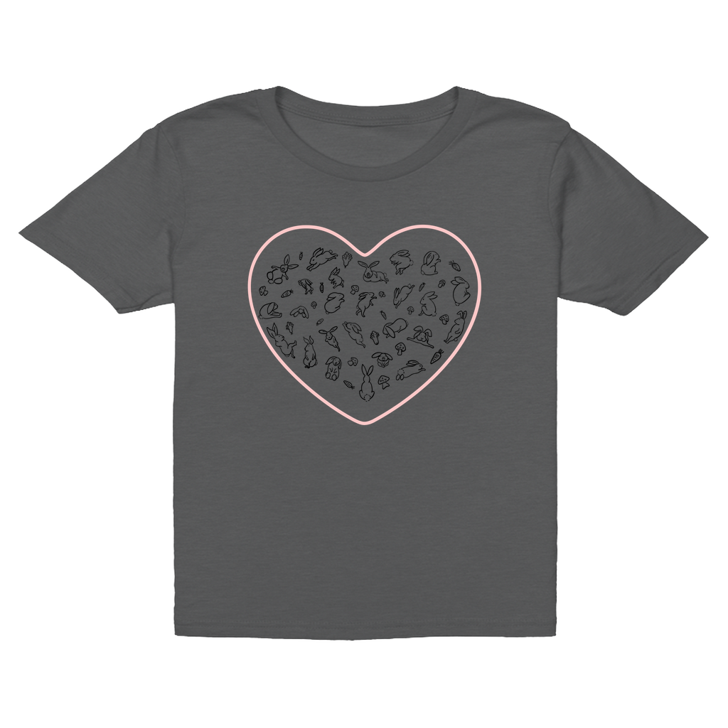 Heart Pink Bunny Minimalist T-Shirt (Youth Size)