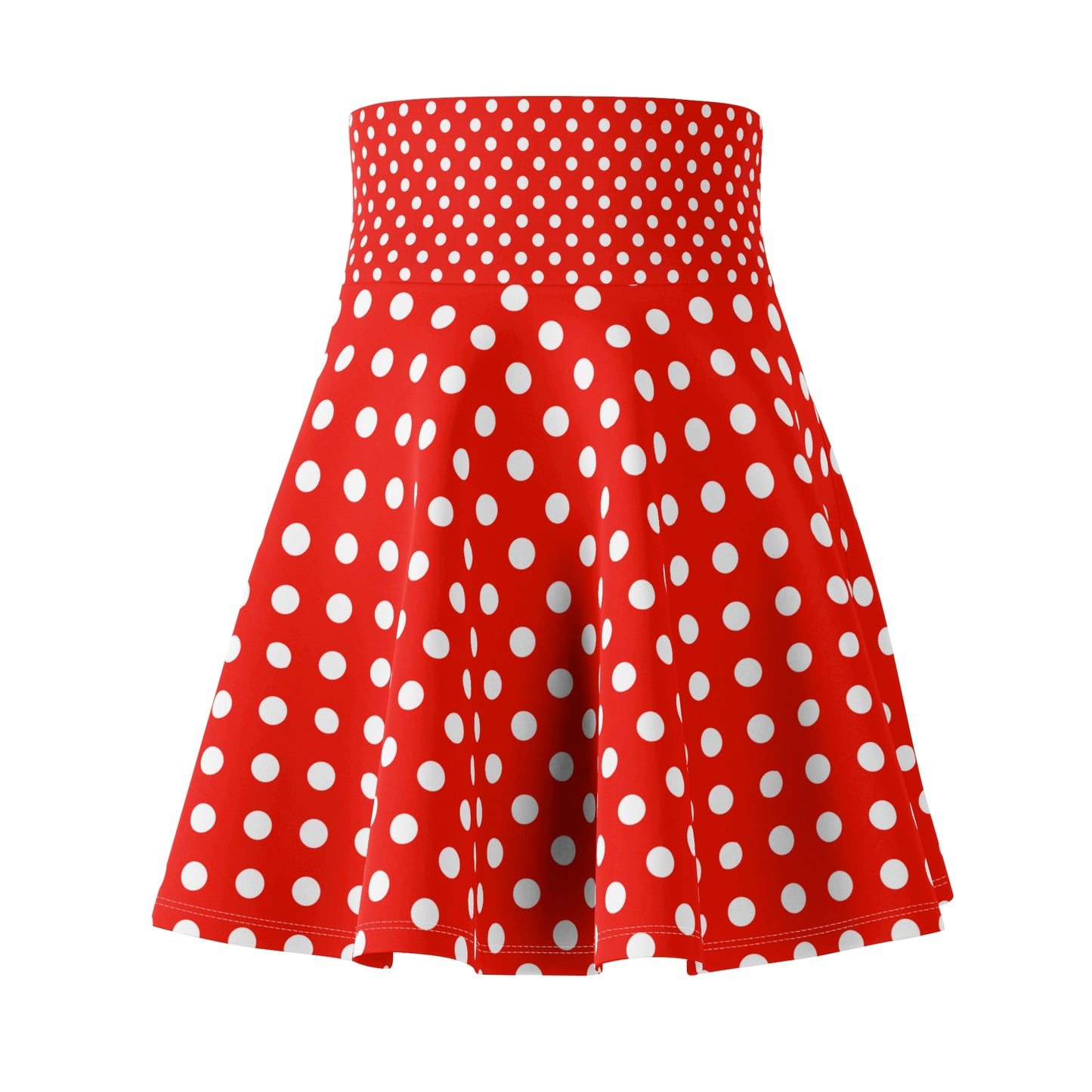 Ruby Delight: Red Skater Skirt with White Polka Dots