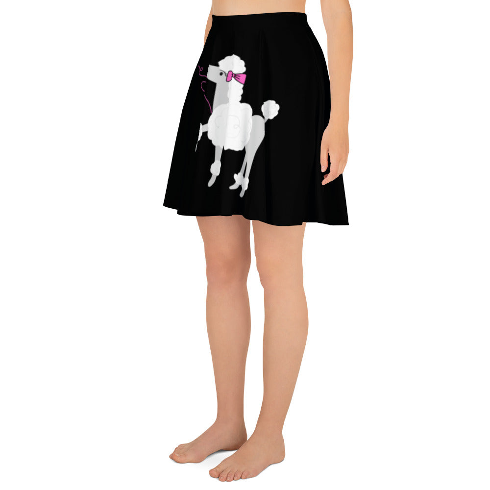 Retro Vintage Black Poodle Skater Skirt 50s Style