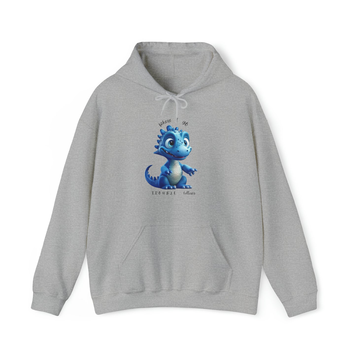 Where I Go Trouble Follows Blue Dino Couples Matching  Hoodie