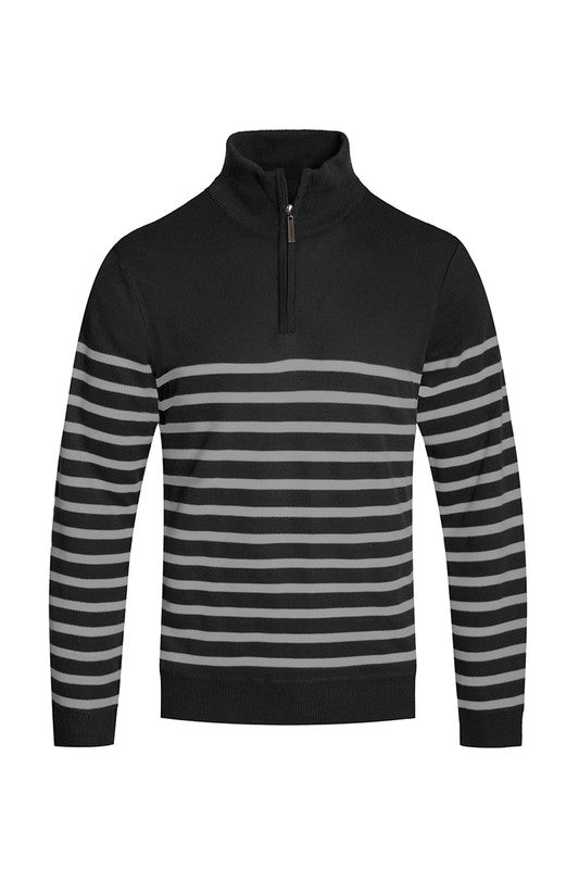 Retro Style Men's Quarter Zipper Pullover Sweater