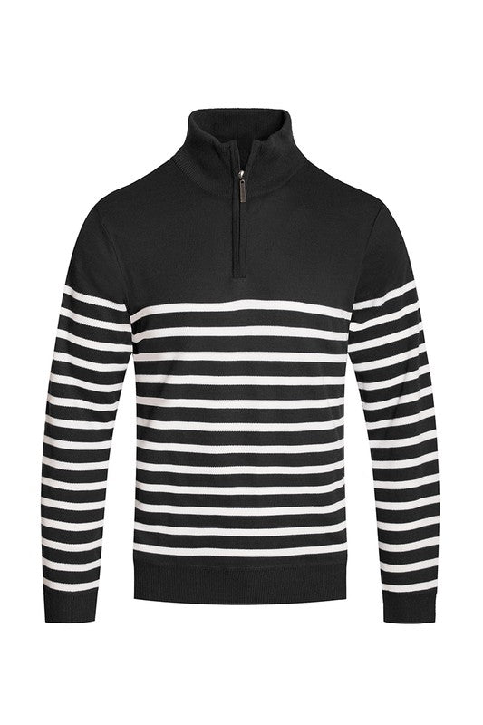 Retro Style Men's Quarter Zipper Pullover Sweater