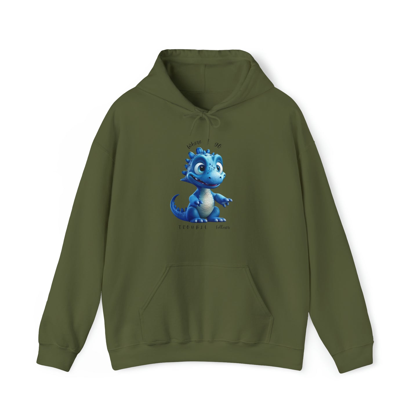 Where I Go Trouble Follows Blue Dino Couples Matching  Hoodie