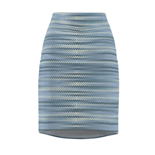 Vintage Retro Classic Blue Silver Weave Pencil Skirt