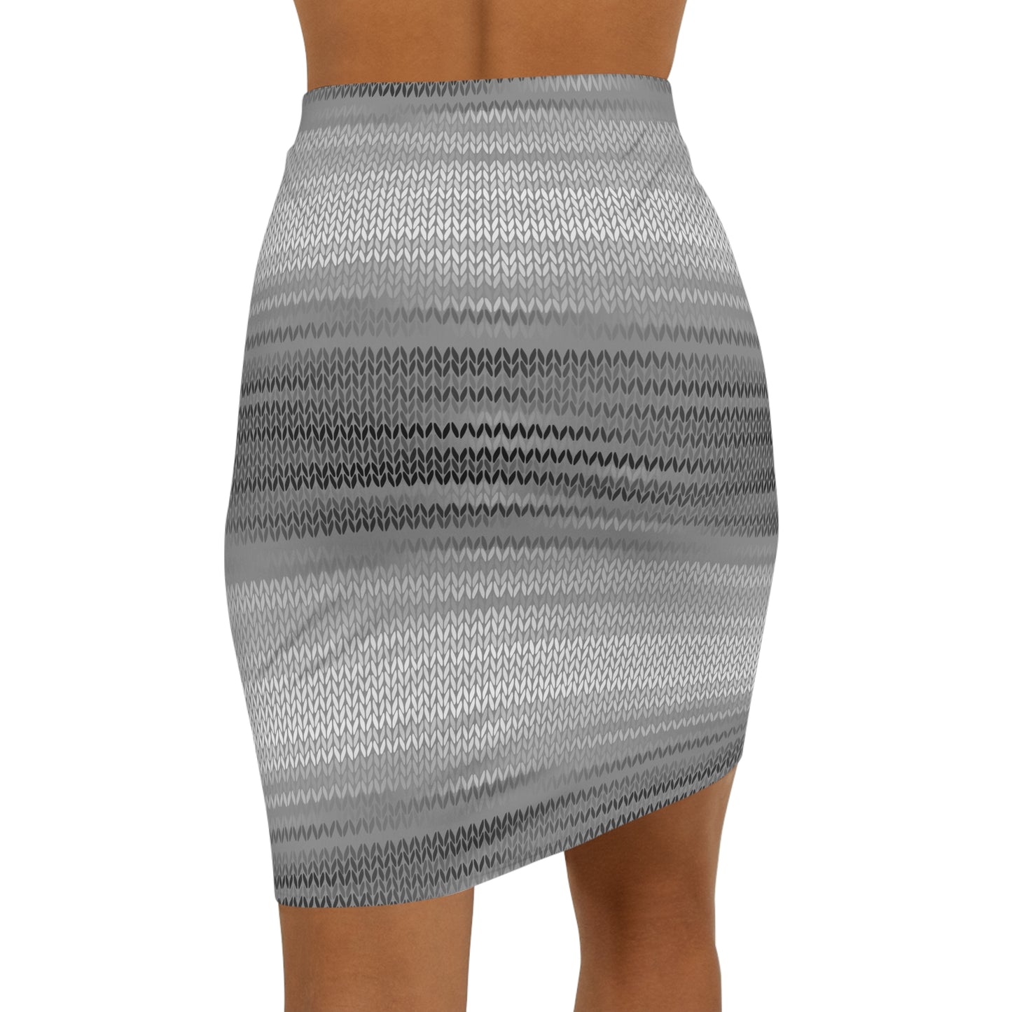 Vintage Retro Classic  Mid-Waist Black Silver Weave Pencil Skirt