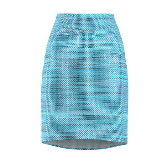 Vintage Retro Classic Blue Weave  Pencil Skirt