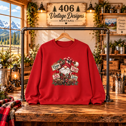 Hope, Peace, Joy & Love Christmas Gnome Sweatshirt