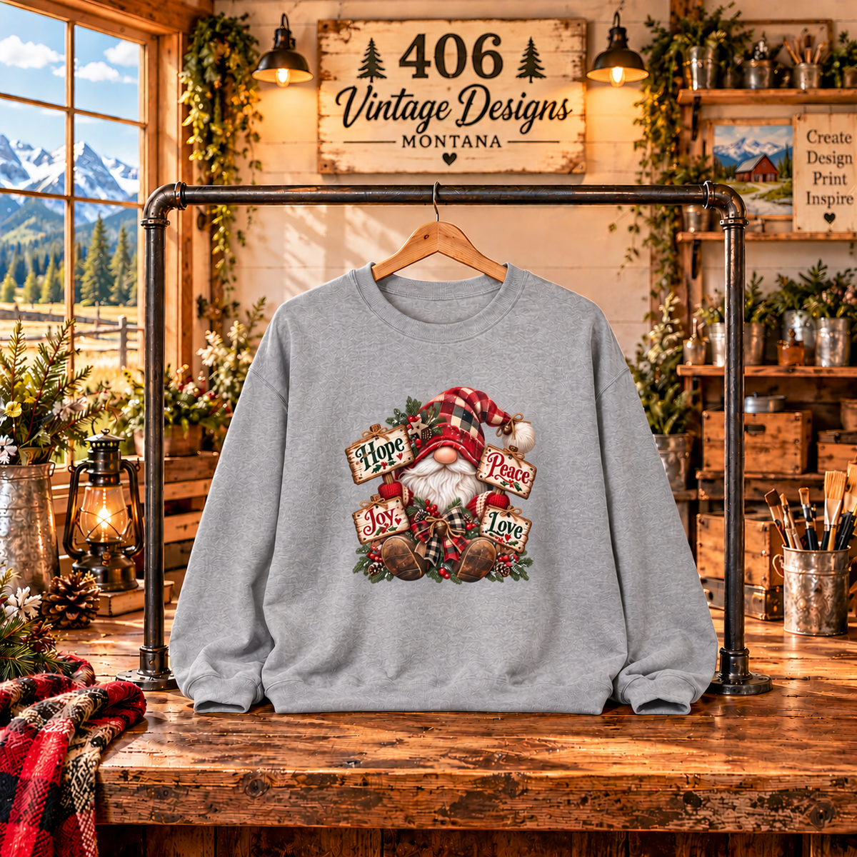 Hope, Peace, Joy & Love Christmas Gnome Sweatshirt