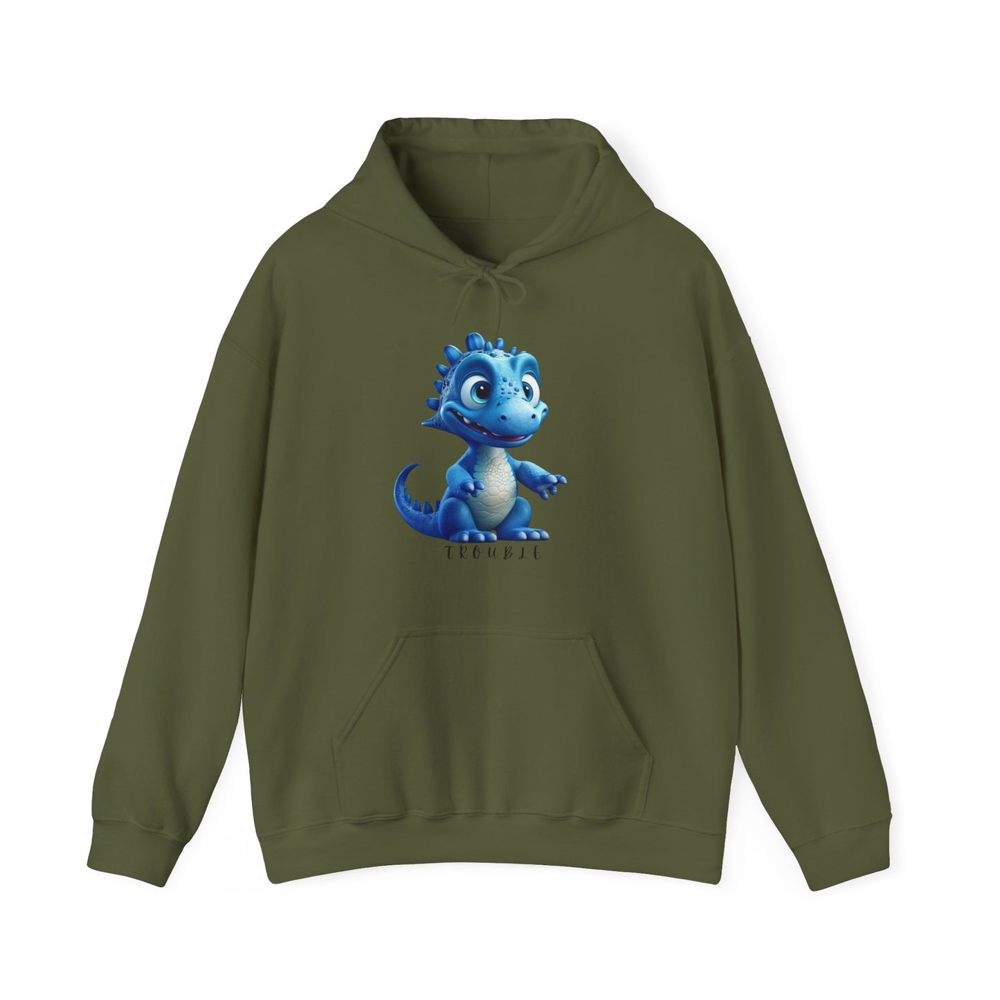 TROUBLE Couple Matching Blue Dino Hoodie Sweatshirt