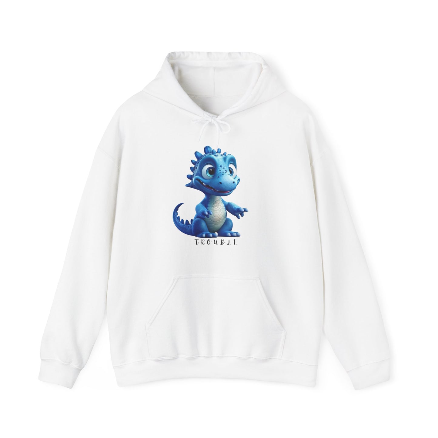 TROUBLE Couple Matching Blue Dino Hoodie Sweatshirt