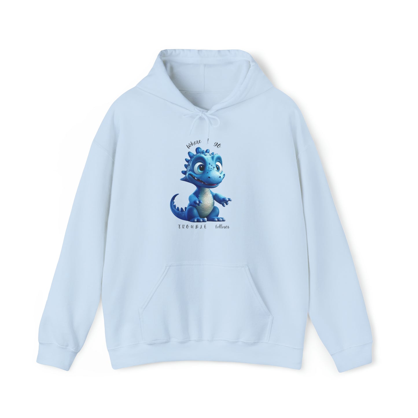 Where I Go Trouble Follows Blue Dino Couples Matching  Hoodie