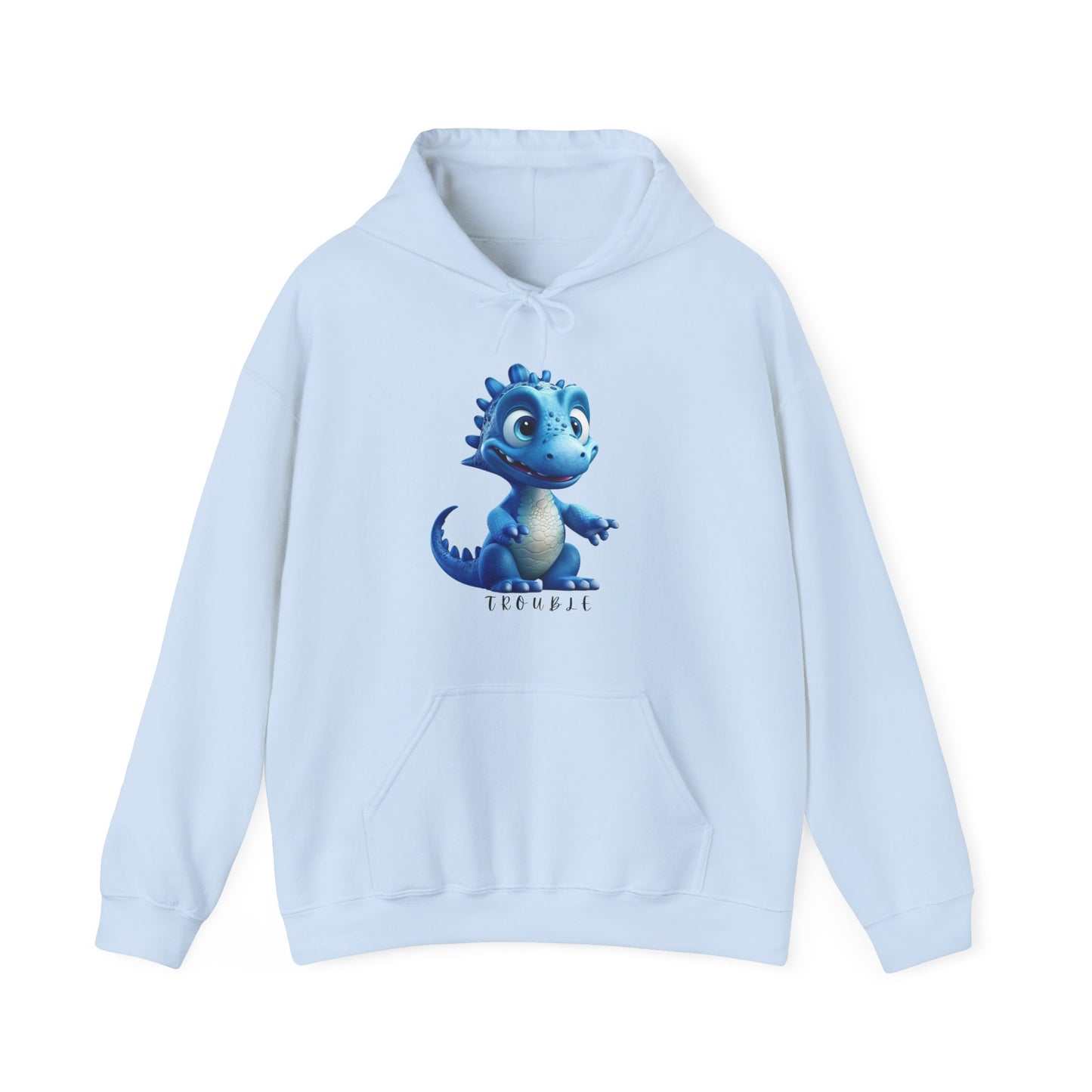 TROUBLE Couple Matching Blue Dino Hoodie Sweatshirt