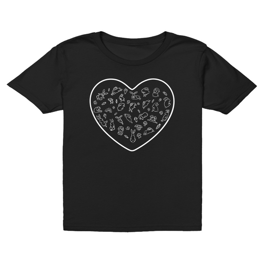 Heart White  Bunny Minimalist T-Shirts (Youth Size)