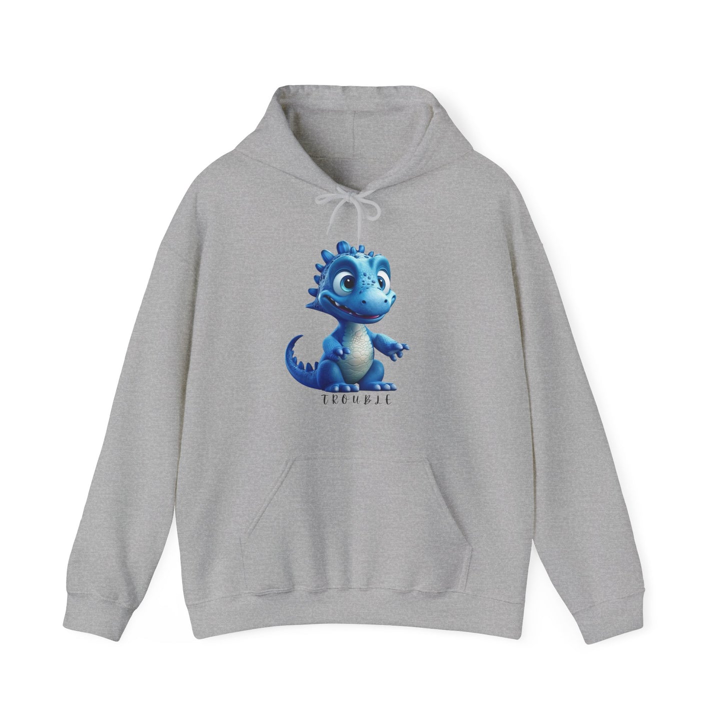 TROUBLE Couple Matching Blue Dino Hoodie Sweatshirt