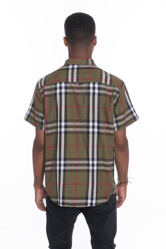 Retro Style Men's Short Sleeve Checkered Shirt