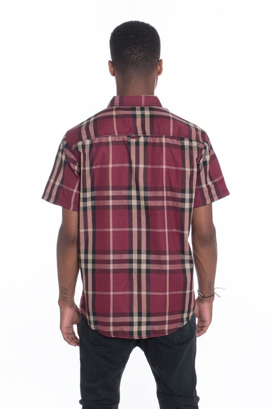 Retro Style Men's Short Sleeve Checkered Shirt
