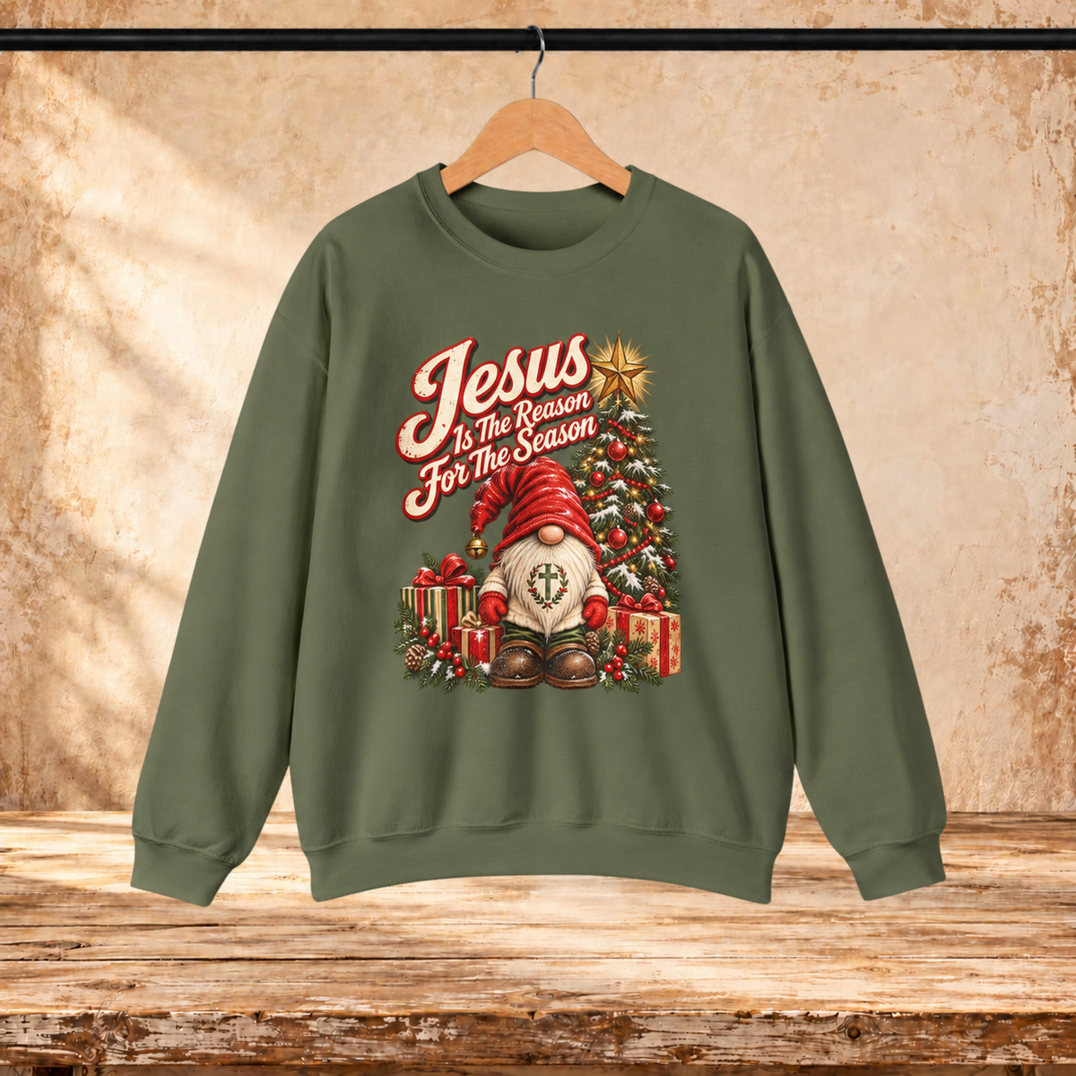Jesus Is the Reason for the Season Vintage Christmas Gnome Sweatshirt