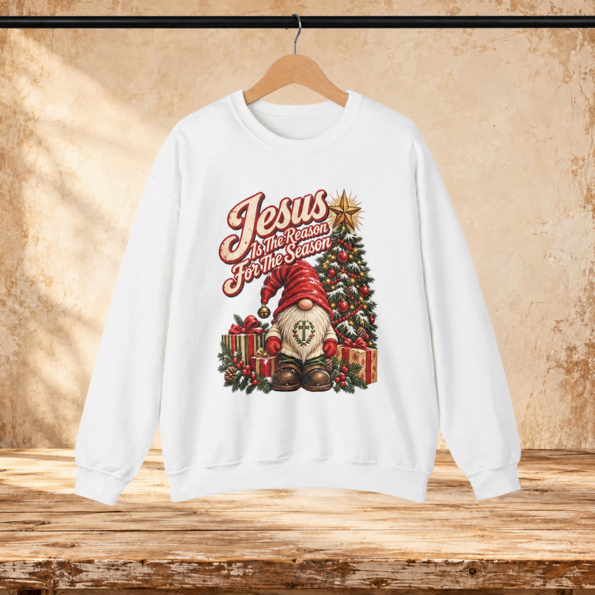 Jesus Is the Reason for the Season Vintage Christmas Gnome Sweatshirt