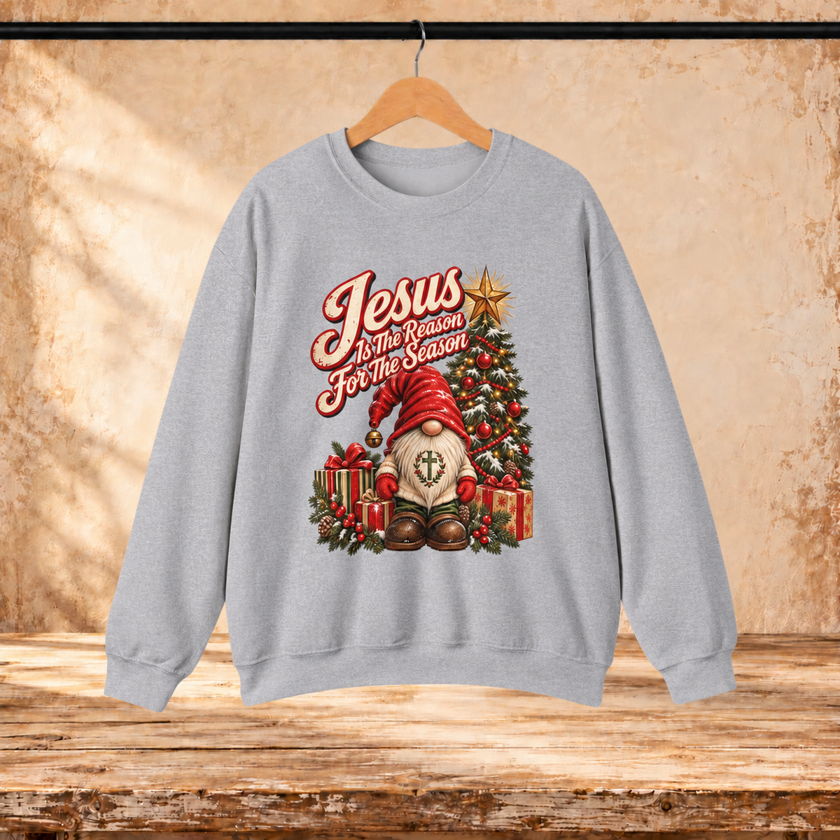Jesus Is the Reason for the Season Vintage Christmas Gnome Sweatshirt