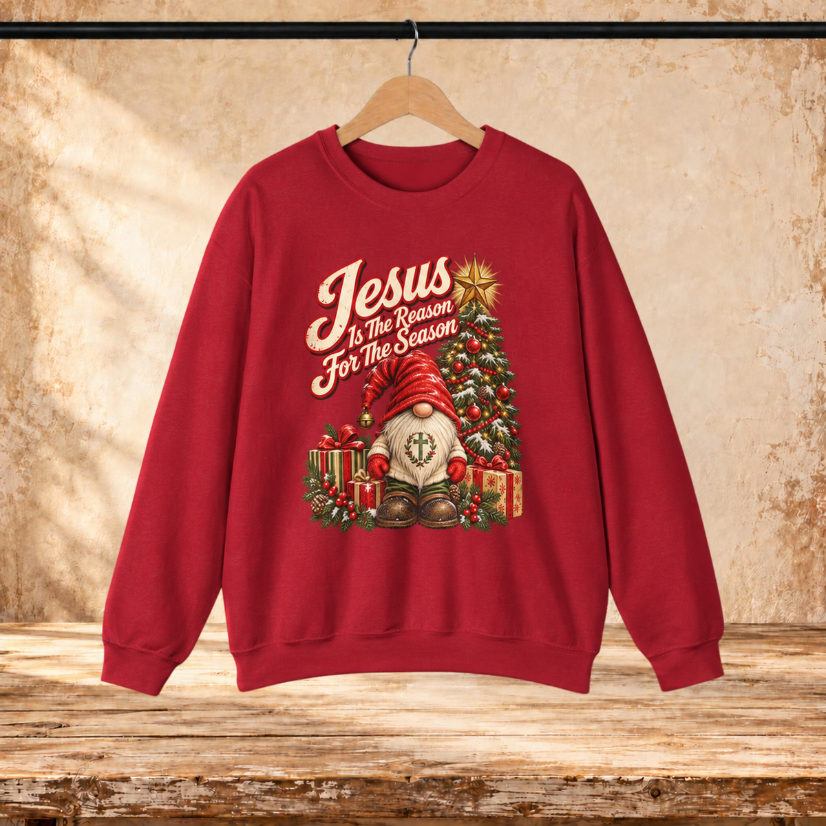 Jesus Is the Reason for the Season Vintage Christmas Gnome Sweatshirt