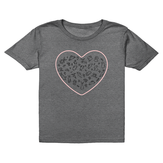 Heart Pink Bunny Minimalist T-Shirt (Youth Size)