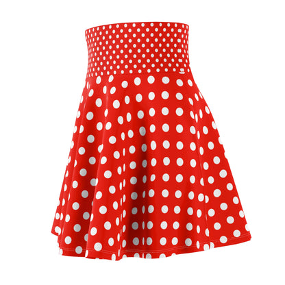 Ruby Delight: Red Skater Skirt with White Polka Dots