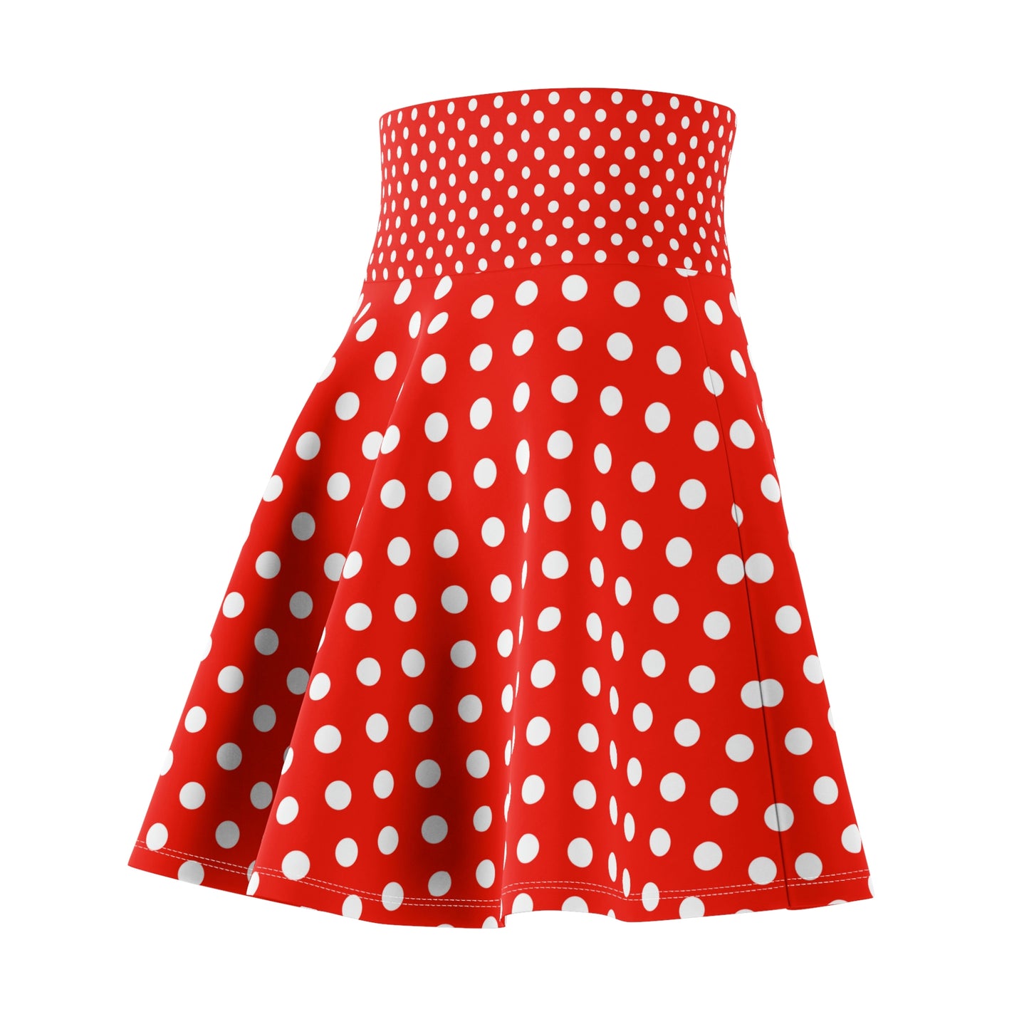 Ruby Delight: Red Skater Skirt with White Polka Dots