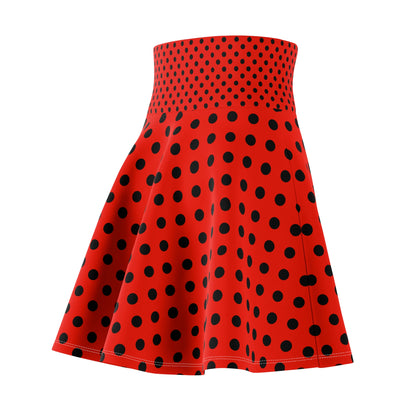 Scarlet Dots Women's Red and Black Polka Dot Skater Skirt