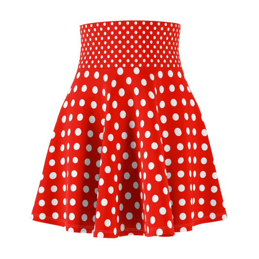 Ruby Delight: Red Skater Skirt with White Polka Dots