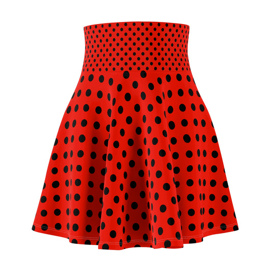 Scarlet Dots Women's Red and Black Polka Dot Skater Skirt