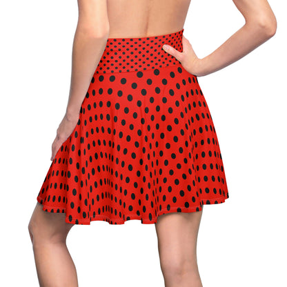 Scarlet Dots Women's Red and Black Polka Dot Skater Skirt