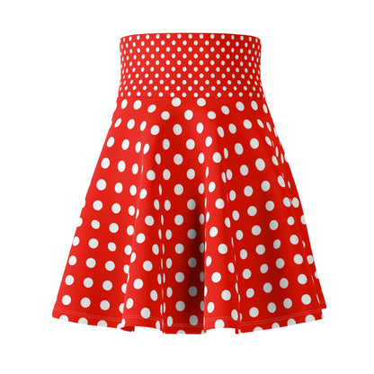 Ruby Delight: Red Skater Skirt with White Polka Dots