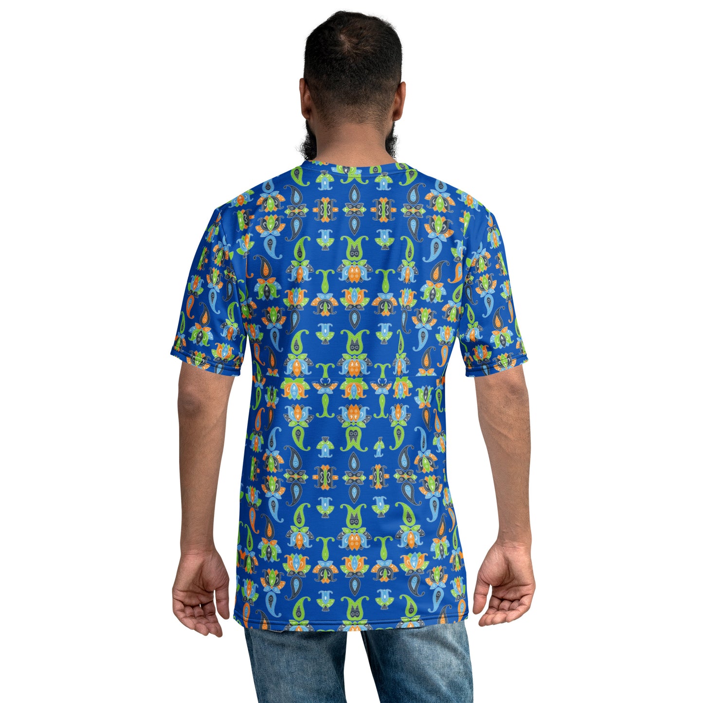 Blue Paisley  Retro Vintage Designed Crew Neck  Pullover Shirt
