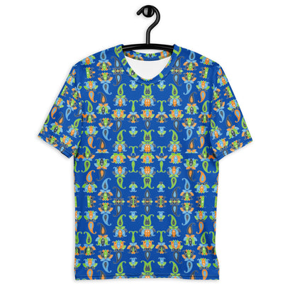 Blue Paisley  Retro Vintage Designed Crew Neck  Pullover Shirt