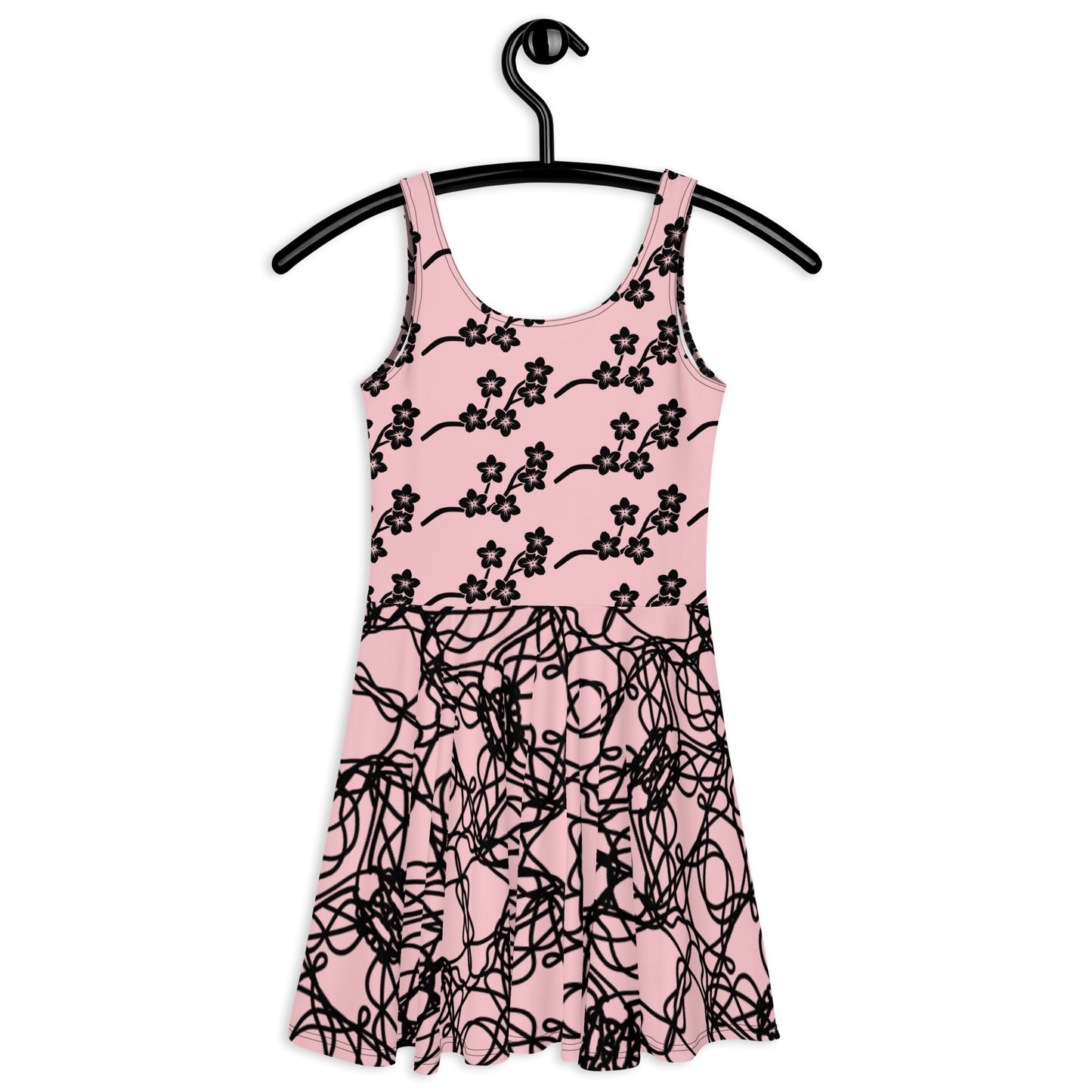 Women's Dress | Pink Black Geometric |  Skater Dress  | Custom Made | XS-3XL