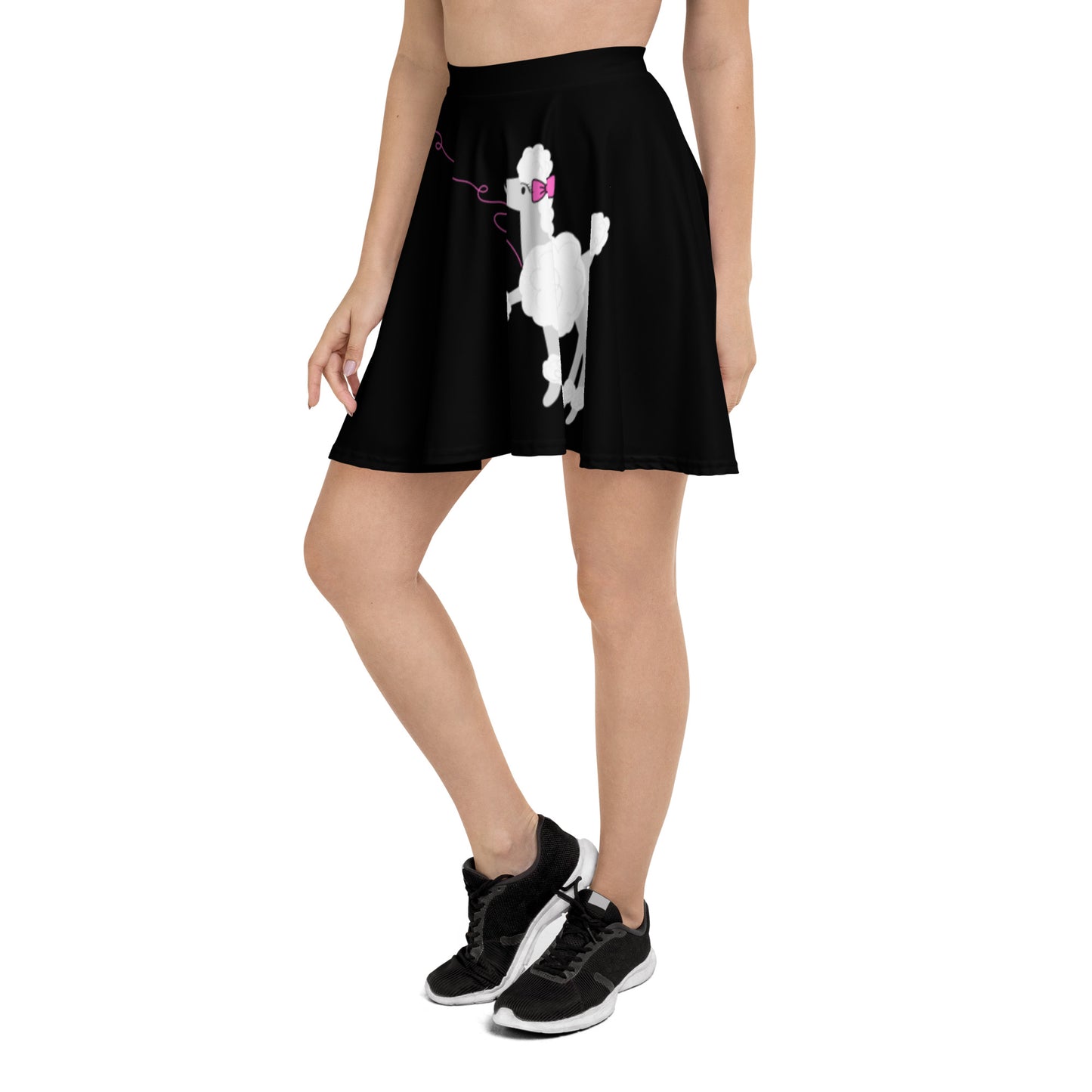 Poodle Skater Skirt |  Black Pink Bow |  XS-3XL |  Retro Vintage  | 50's Style