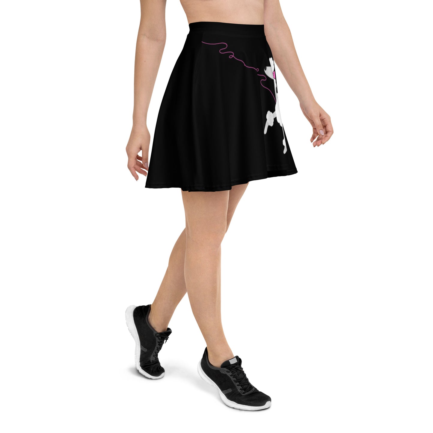 Poodle Skater Skirt |  Black Pink Bow |  XS-3XL |  Retro Vintage  | 50's Style