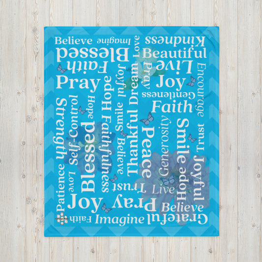 Throw Blanket Blue Fruits Of The Spirit