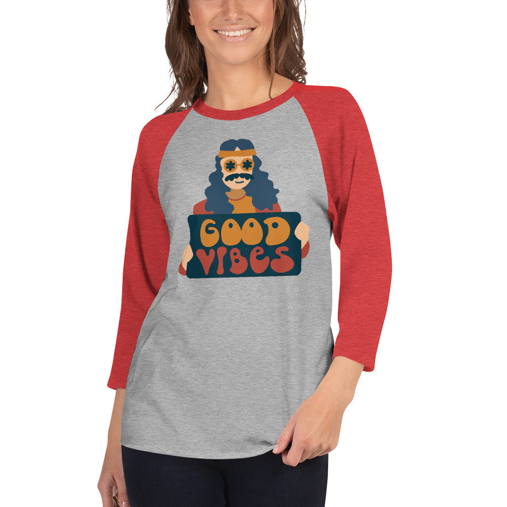 Hippie Retro Good Vibes  Raglan Shirt