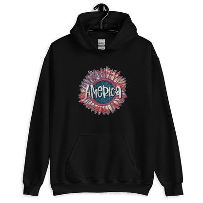 Vintage Sunflower  America Hoodie