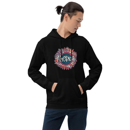 Vintage Sunflower  America Hoodie