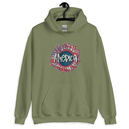 Vintage Sunflower  America Hoodie